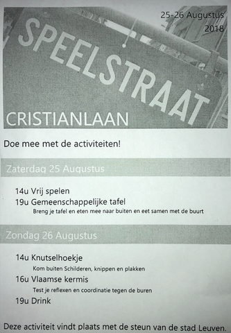 Programma van speelstraat Cristianlaan